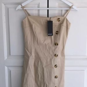 ISO Nasty Gal Button Dress - Beige, Size 8